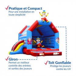 Achat Château Gonflable et Toboggan Gonflable Clown 4m : qualité premium